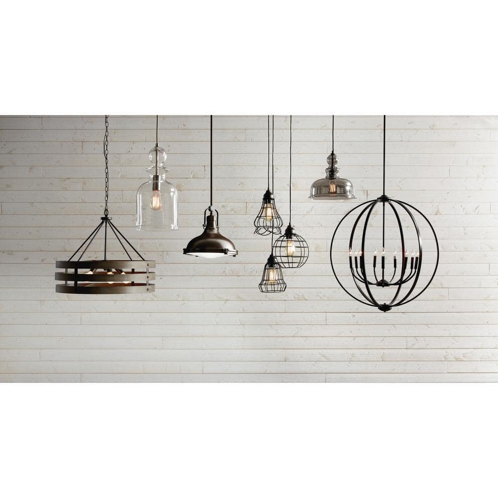 Mini Brushed Nickel LED Pendant Light with Glass Shade