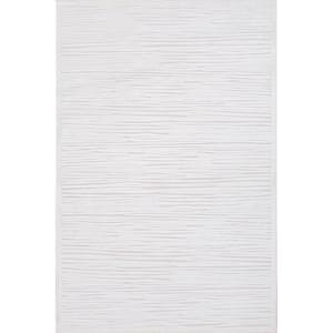 Machine Made Blanc De Blanc 5 ft. x 8 ft. Abstract Area Rug