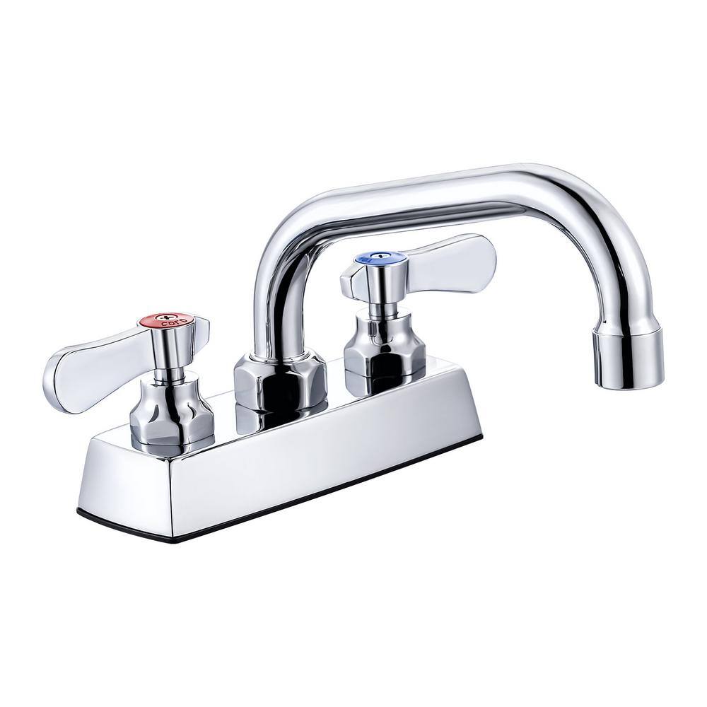 Brass Double Handle Standard Kitchen Faucet with Copper Valve, 6 in. Swivel Spout and 3 Aerators in Polished Chrome price history on PriceWatchPro