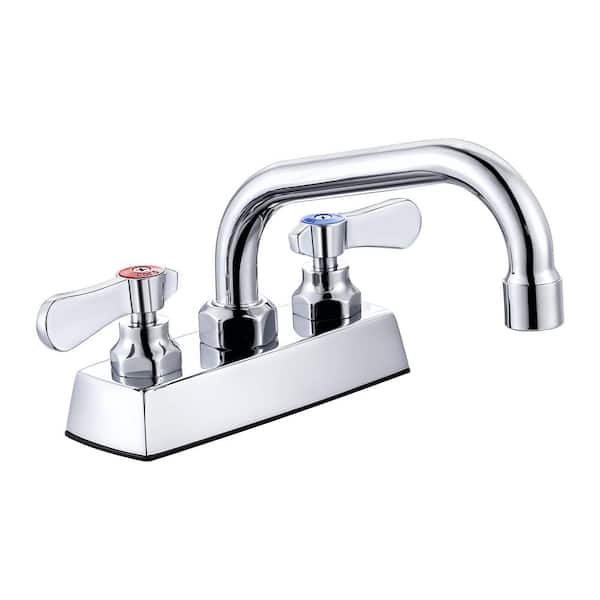 IVIGA Brass Double Handle Standard Kitchen Faucet with Copper Valve, 6 in. Swivel Spout and 3 Aerators in Polished Chrome