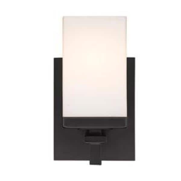 Matte Black Opal Glass Dimmable Wall Sconce