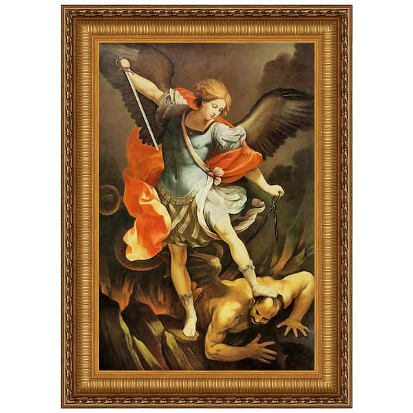 Design Toscano Archangel St. Michael by Guido Reni Framed People Oil Painting Art Print 24.25 in. x 18.75 in.