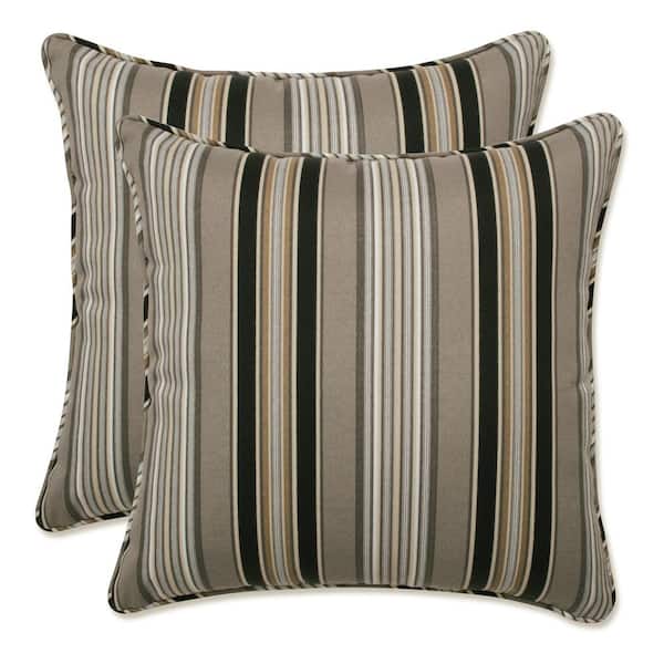 Pillow Perfect Stripe Black Square Outdoor Square Throw Pillow 2-Pack