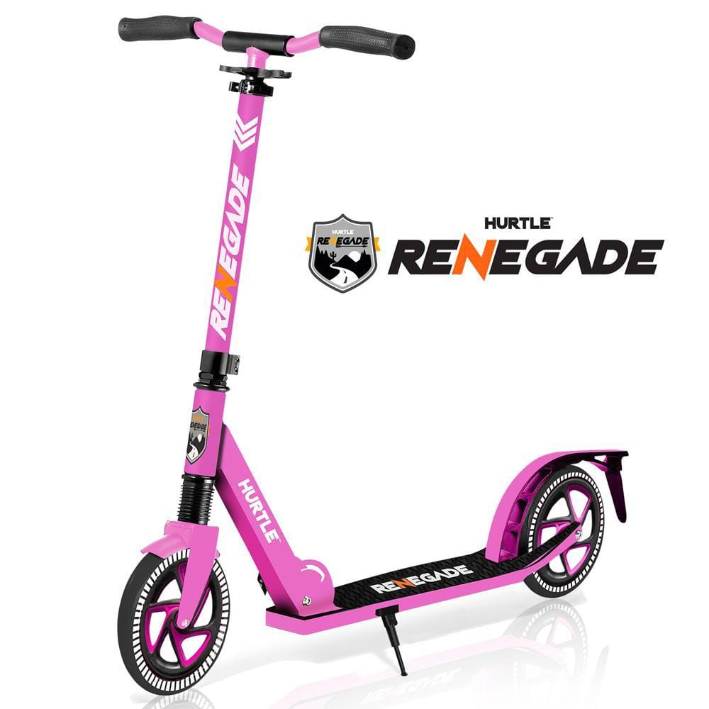 Hurtle Fitness HURTSPK.5 - Lightweight and Foldable Kick Scooter - Adjustable Scooter for Teens and Adult  Alloy Deck with High Impact Wheels (Pink)