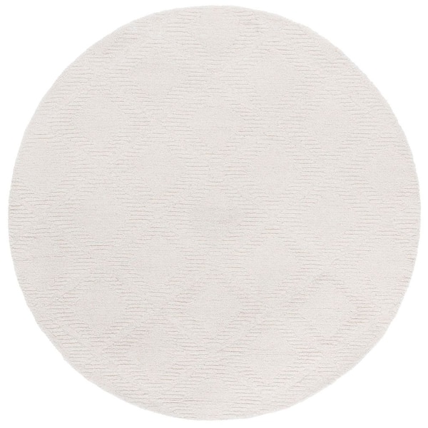 Rodeo Drive 6 ft. x 6 ft. Ivory Solid Diamond Round Area Rug