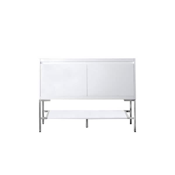 James Martin Vanities Mantova 47.3 in. W x 18.1 in. D x 35.4 in. H Single Bath Vanity Cabinet without Top in Glossy White