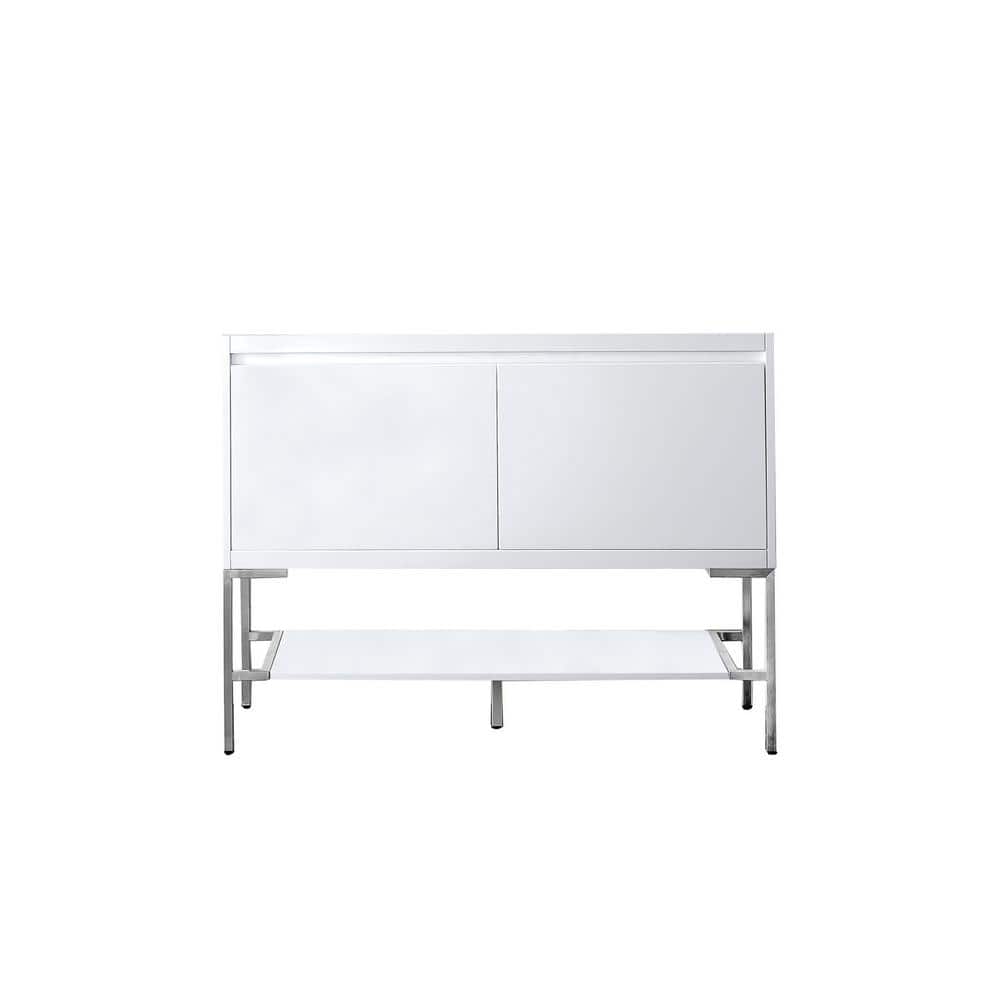 Mantova Glossy White Solid Wood Single Bathroom Vanity Base