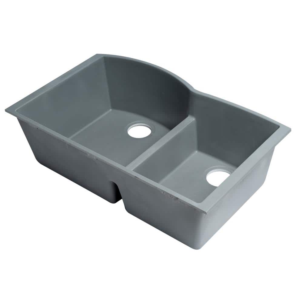 Titanium Gray Double Bowl Granite Composite Undermount Kitchen Sink