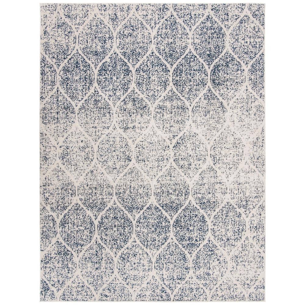 Reversible 10' x 14' Blue Synthetic Rectangular Area Rug