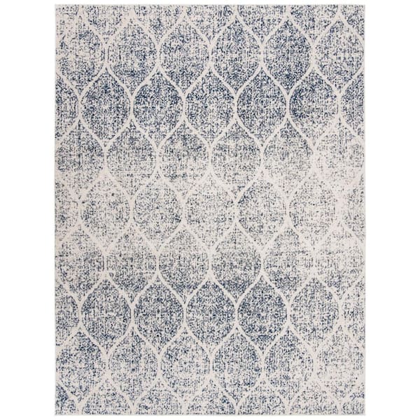 SAFAVIEH Madison Cream/Royal Blue 10 ft. x 14 ft. Medallion Geometric Area Rug