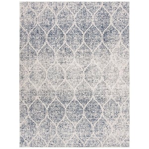 Madison Cream/Royal Blue 12 ft. x 15 ft. Medallion Geometric Area Rug