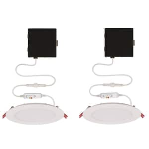 6 in. Selectable New Construction and Remodel Ultra Slim Canless Recessed Integrated LED Kit (2-Light Bundle)