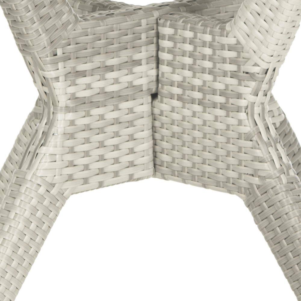 Langer Gray Round Wicker and Glass Dining Table