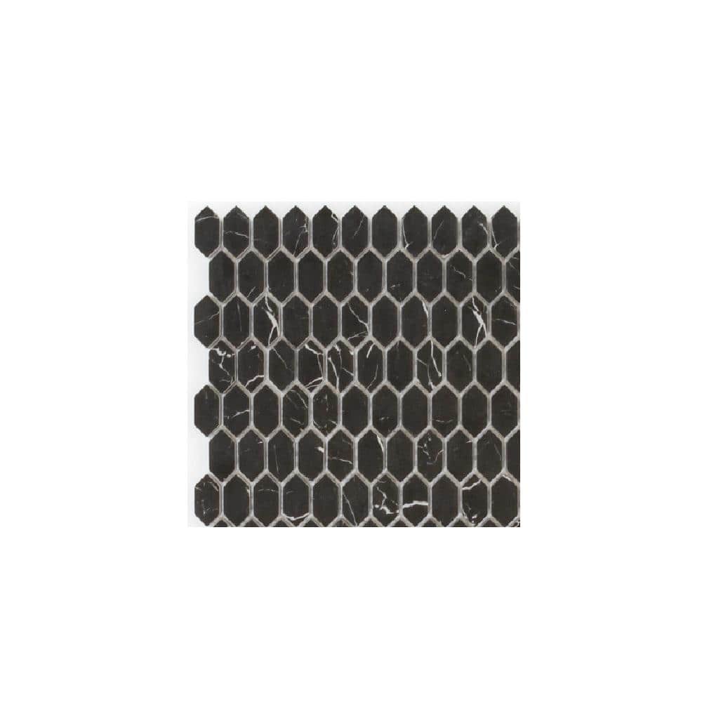 Take Home Tile Sample - Serenity Marquina Black/White 4 in. x 4 in. Elongated Hex Matte Glass Mosaic price history on PriceWatchPro