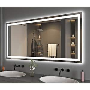 72 in. W x 36 in. H Large Rectangular Frameless Double Lighting Anti-Fog Wall Bathroom Vanity Mirror Super Bright