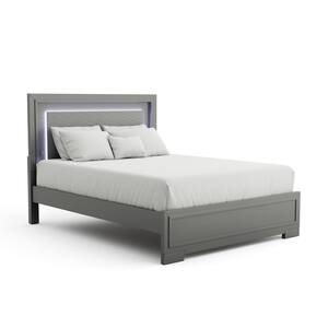 Jonvang Gray Wood Frame King Platform Bed with LED and Care Kit