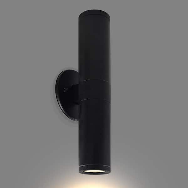 2.5 in. Cylinder LED Hardwired Up and Down Wall Lantern Scone, 15W, 1100LM, 5CCT CRI 90, Dual Dimmable, 120-277V, Black