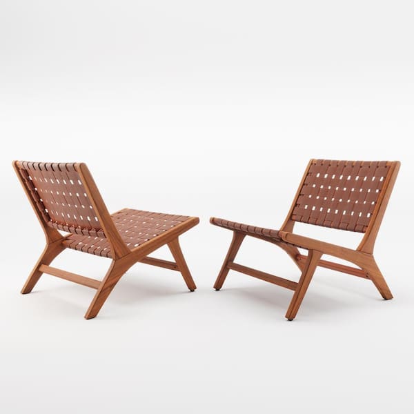 LUE BONA 26 in. Wide Side Chair Leather Brown (Set of 2)