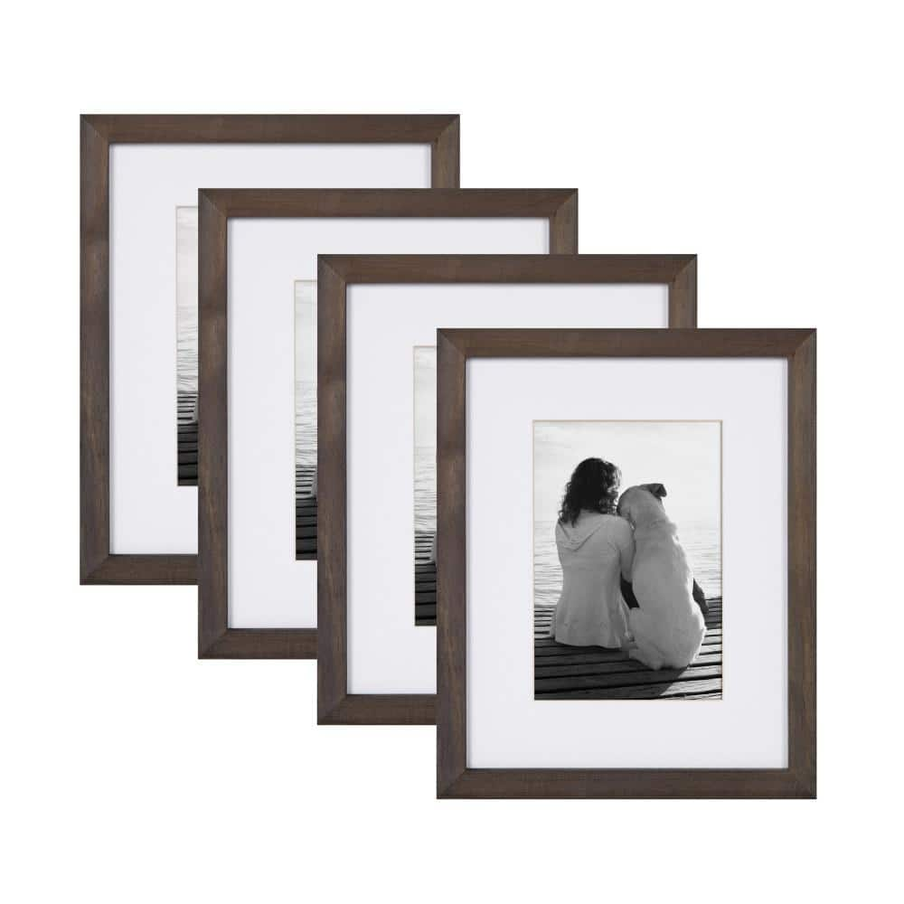 DesignOvation Gallery 11x14 matted to 8x10 Gray Picture Frame Set of 4  213637 - The Home Depot