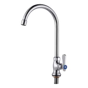 Single-Handle Deck Mount Standard Kitchen Faucet with 6.5 in. Gooseneck Swivel Spout and Supply Lines in Polished Chrome