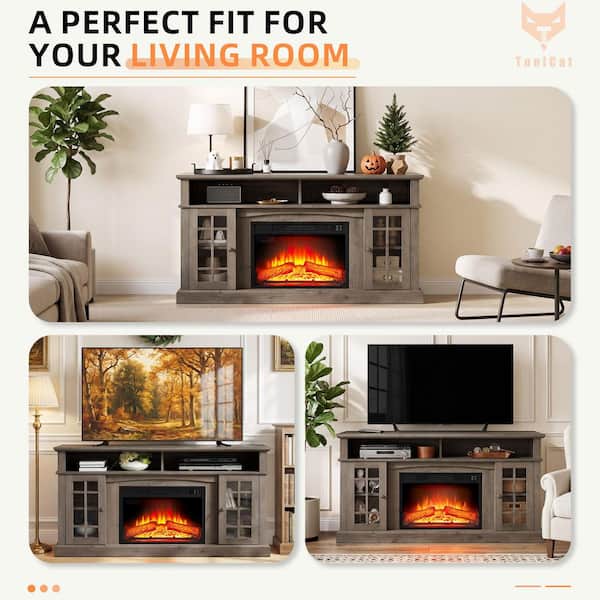 ToolCat 58 in. Freestanding Electric Fireplace TV Stant