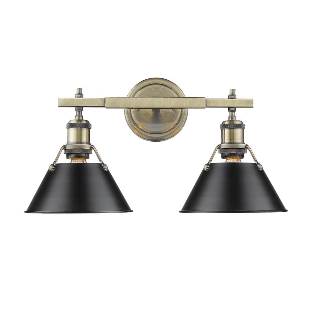 Orwell AB 2-Light Aged Brass Bath Light with Black Shade price history on PriceWatchPro