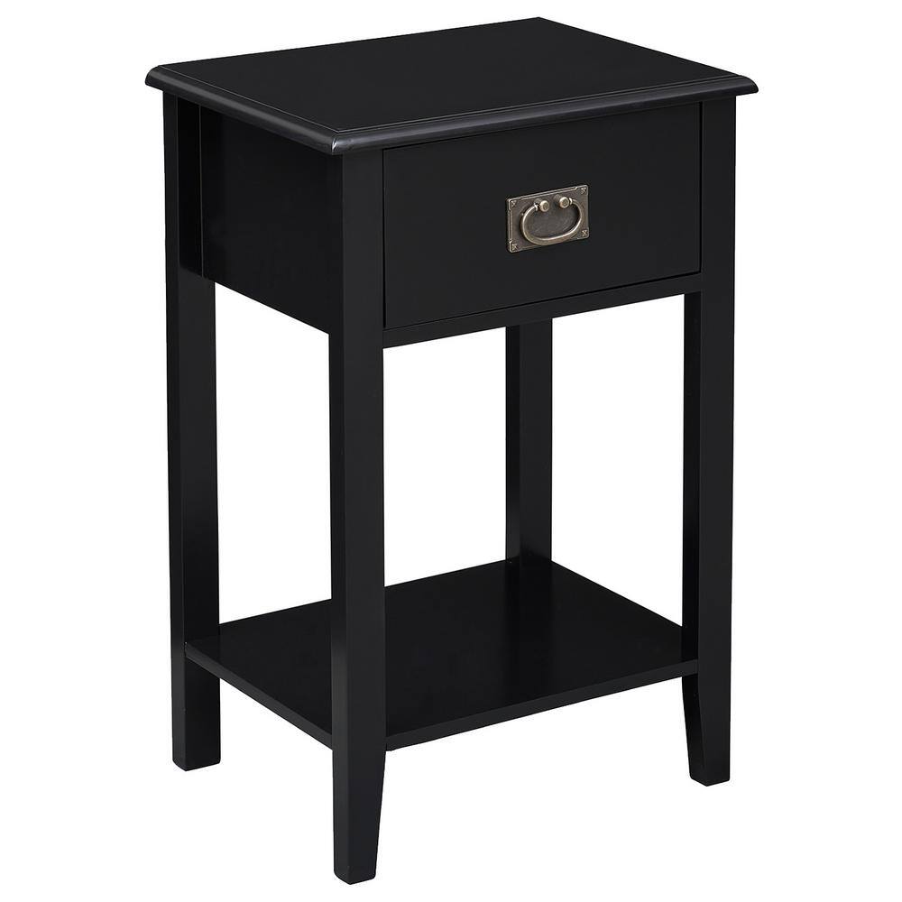 black telephone table with drawer