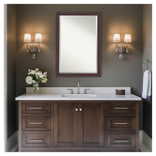 Grand Cherry Narrow 39.75 in. x 27.75 in. Beveled Casual Rectangle Framed Bathroom Wall Mirror