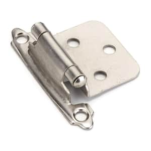 Brushed Nickel Semi-Concealed Self-Closing Variable Overlay for Face Frame Cabinet Hinge (20-Pack)