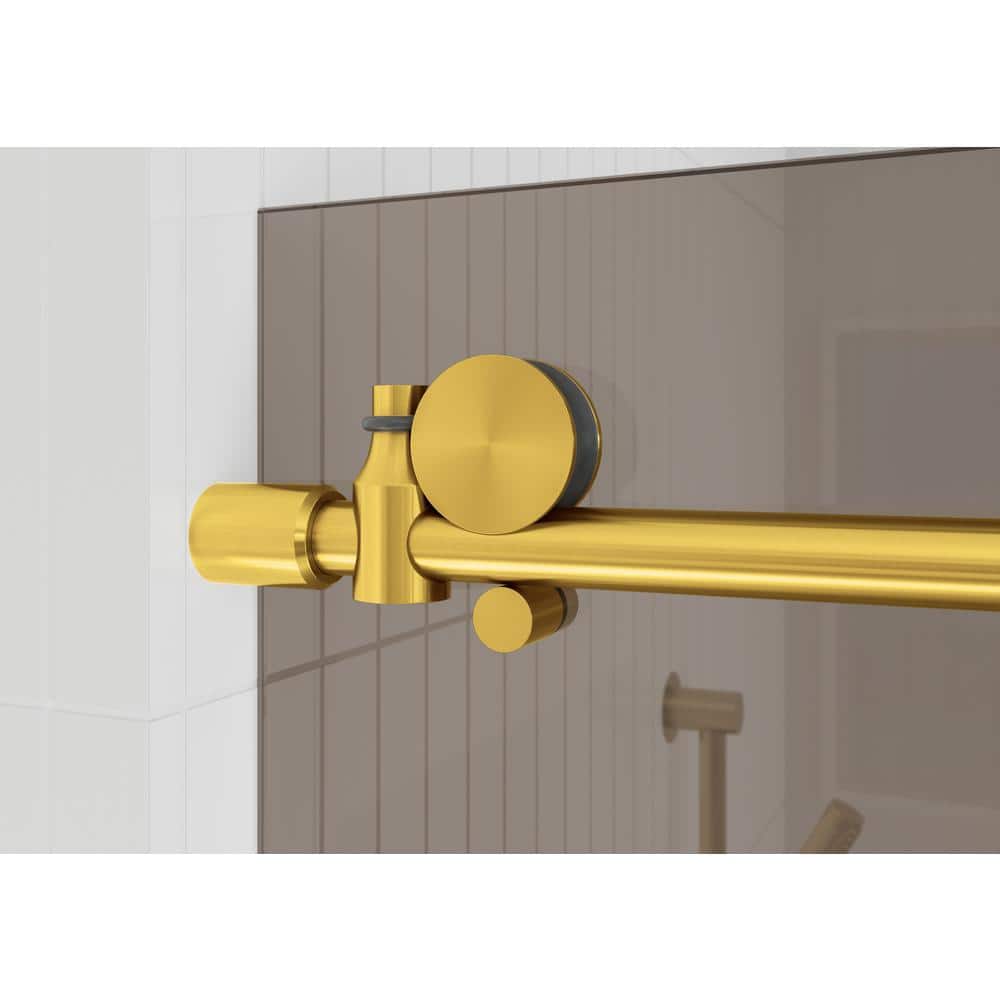 Equinox 60'' Satin Brass Frameless Tinted Sliding Shower Door