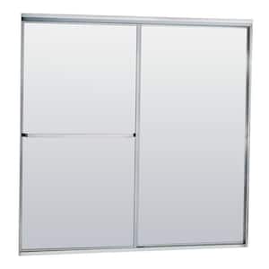 Model 750 58 ½ in. x 57 in. Framed Sliding Tub Enclosure in Satin Clear with Obscure Glass and Towel Bar