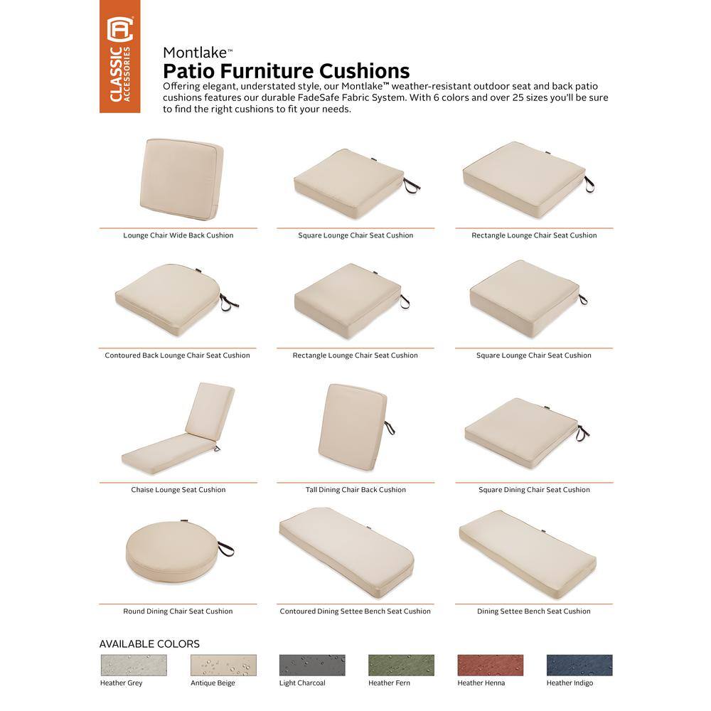 Antique Beige Water-Resistant Square Outdoor Seat Cushion Cover