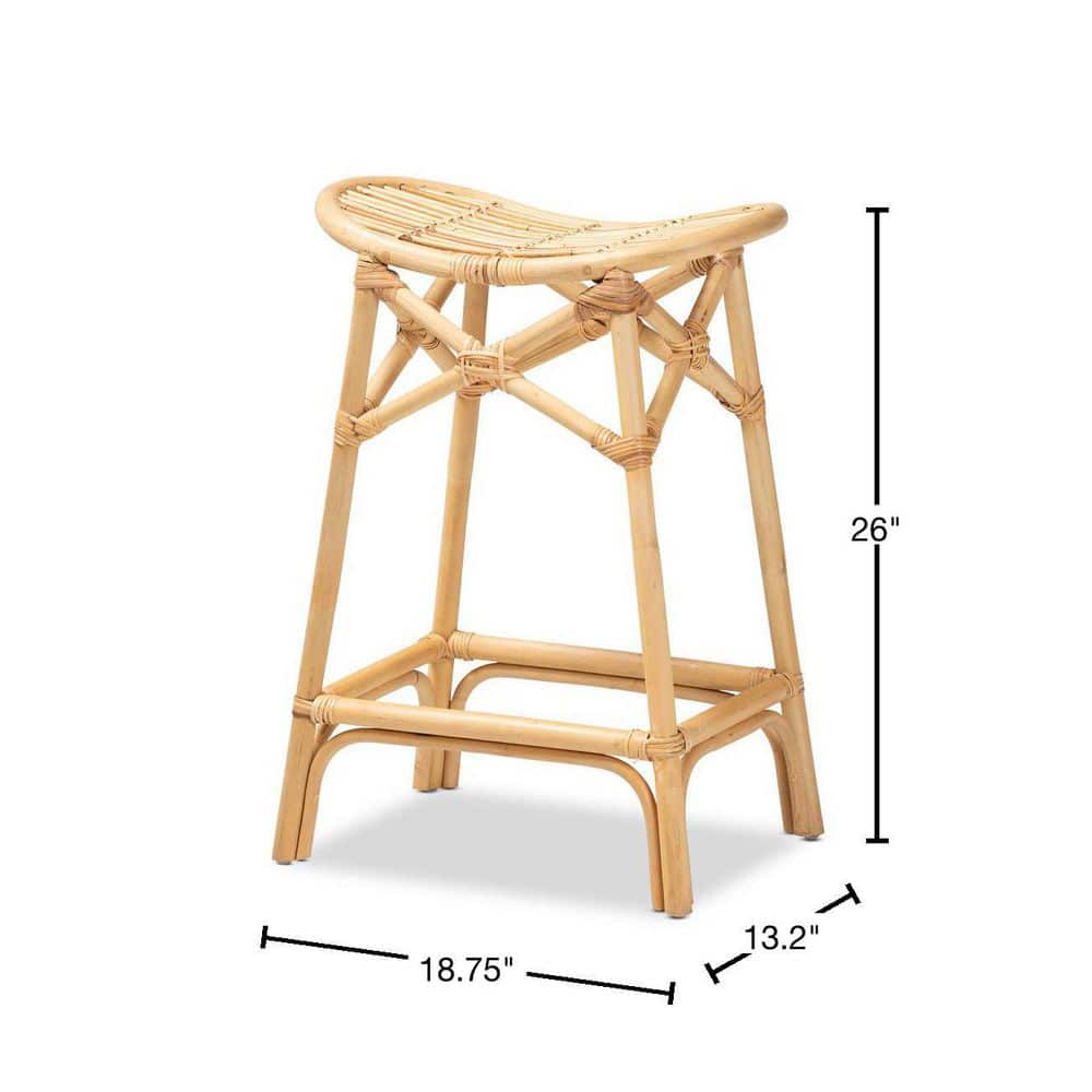Elgon Natural Brown Rattan Curved Counter Stool