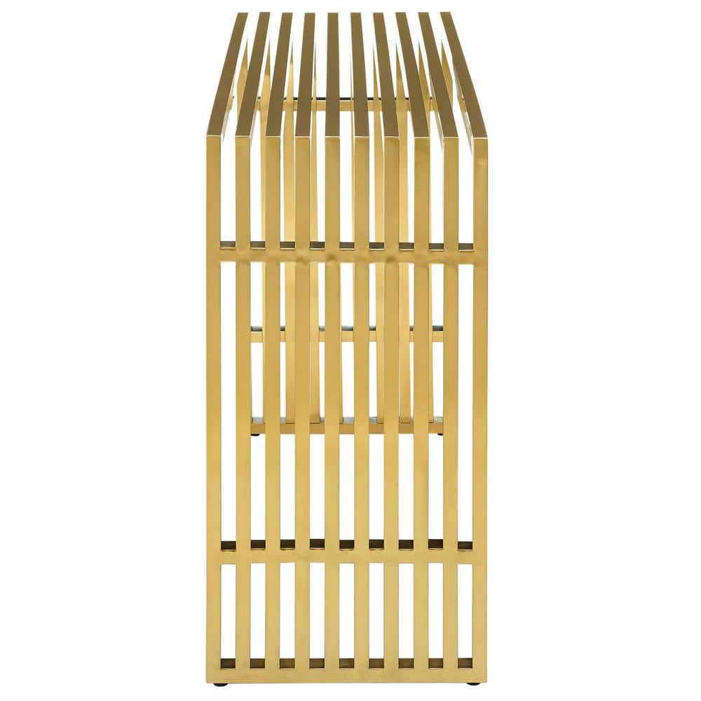 Elegant Gold Stainless Steel Tubular Console Table