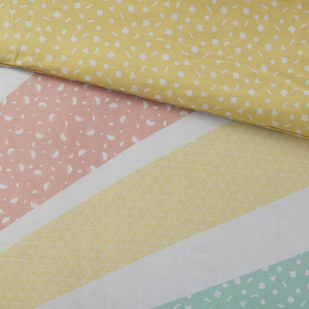 Full Yellow Rainbow Reversible Cotton Comforter Set with Pillow