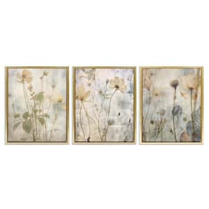 Soft Blooming Botanicals by Lettered and Lined 3 Pieces Gold Floater Frame Nature Graphic Art Print 31 in. x 25 in.