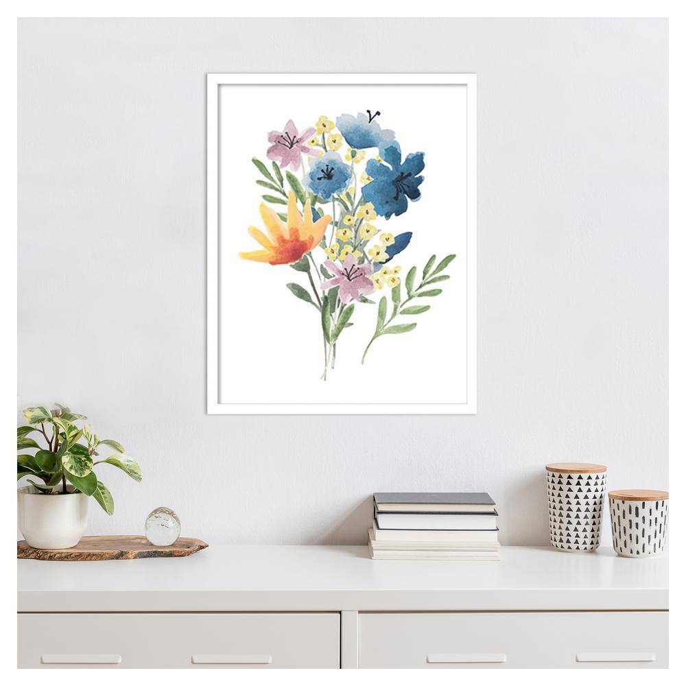 Flower Burst I White Framed Watercolor Graphic Art Print