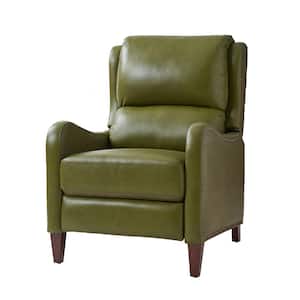 Hyde Modern Retro Cigar Genuine Leather Recliner with Nailhead Trim-Olive