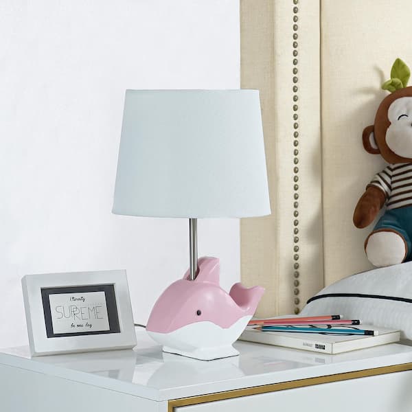 Maxax Abdikarim 15 in. Pink Bedside Child/Kids Table Lamp