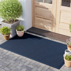 Waterhog Squares 35 in. x 59 in. PET Polyester Indoor Outdoor Door Mat Navy