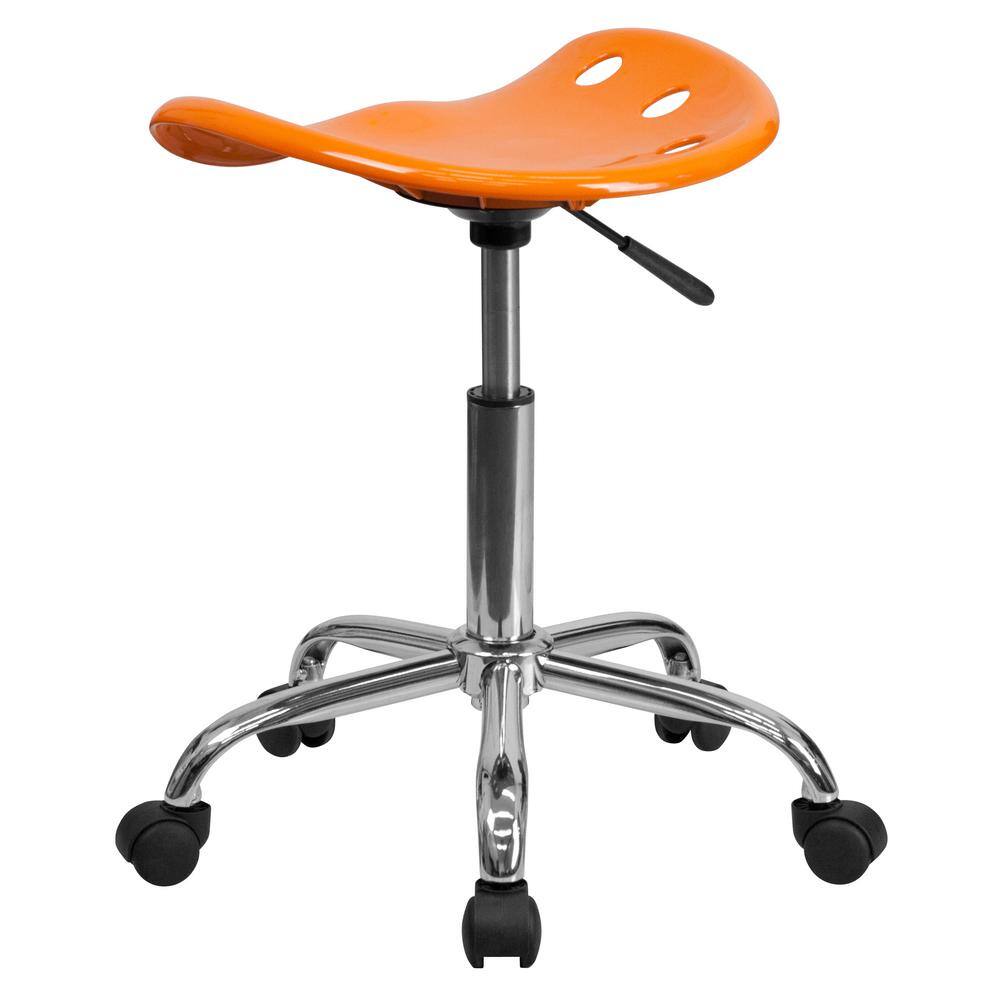 Orange Adjustable Swivel Backless Metal Task Stool
