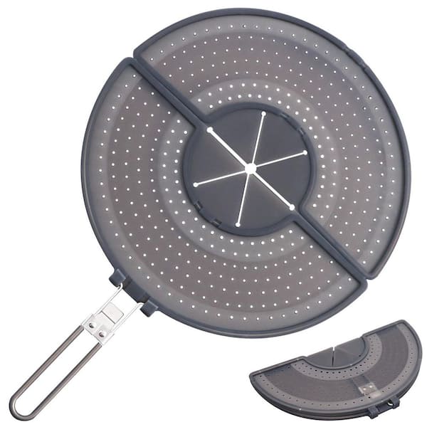 Compact Foldable Silicone Splatter Screen for 10 to 13 in. Pans, Heat-Resistant Handle, Dishwasher Safe, BPA-Free