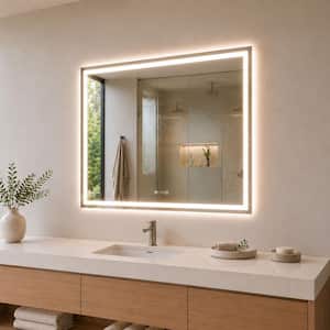 42 in. W x 36 in. H Rectangular Frameless LED Wall Bathroom Vanity Mirror