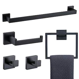 5-Piece Bath Hardware Set, Wall Mounted Towel Bar Set, Toilet Paper Holder, Towel Ring, Clothes Hook, Stainless Steel
