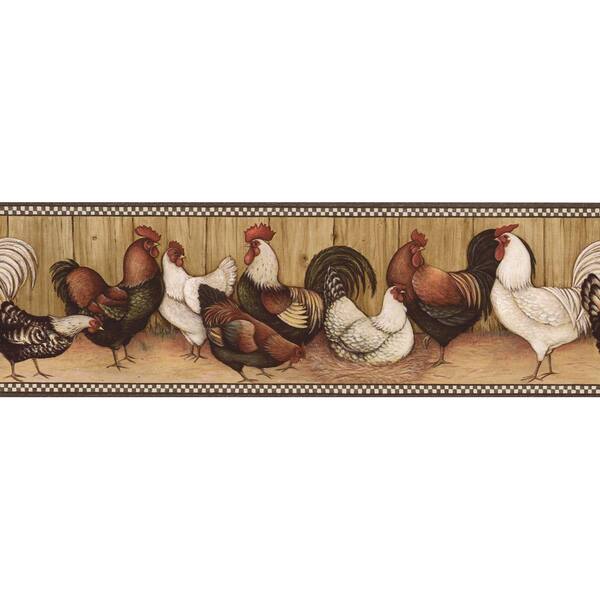 The Wallpaper Company 8 in. x 10 in. Black and Brown Rooster Border Sample