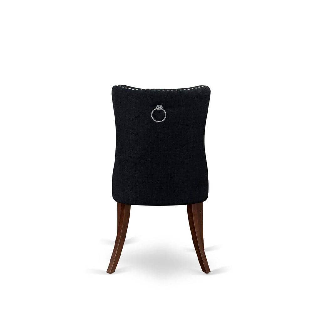 Mahogany 3-Piece Dining Set with Black Upholstered Chairs