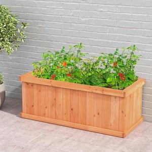 Wood Raised Planter Box with 4 Drainage Holes and Detachable Bottom Panels