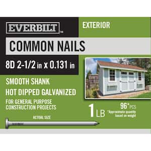 8D 2-1/2 in. Common Nails Hot Dipped Galvanized 1 lb (Approximately 96 Pieces)