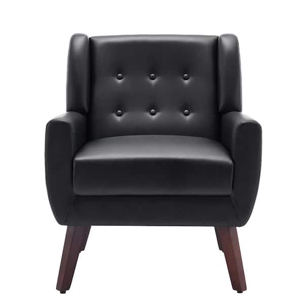 Uixe Black PU Leather Upholstery Arm Chair (Set of 1)