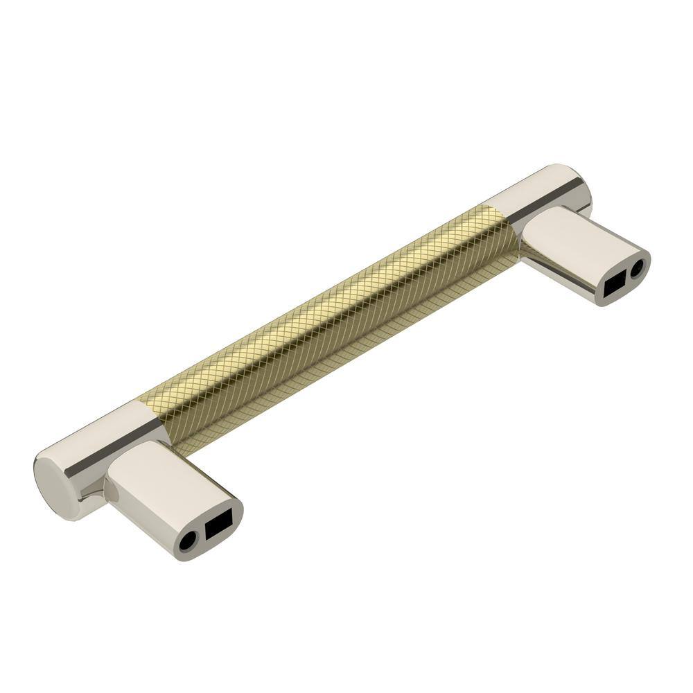 Polished Nickel and Gold Modern Cabinet Pull with Mounting Hardware